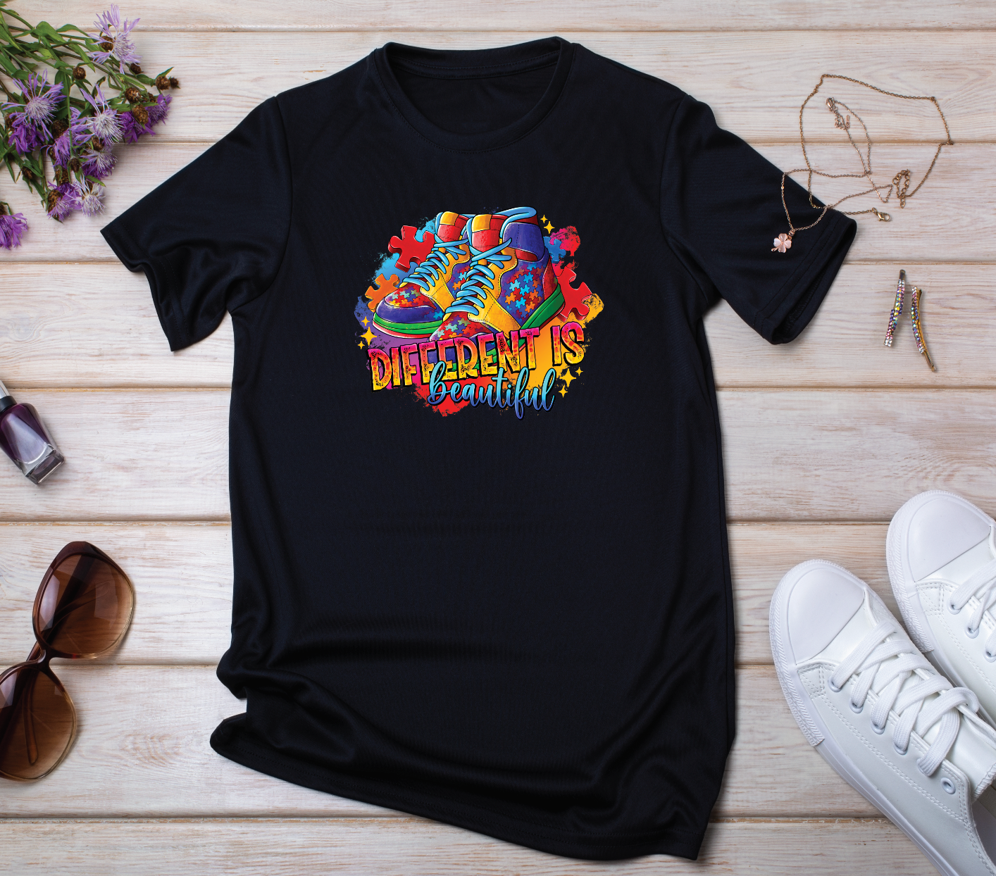 DIFFERENT IS BEAUTIFUL SHOES AUTISM