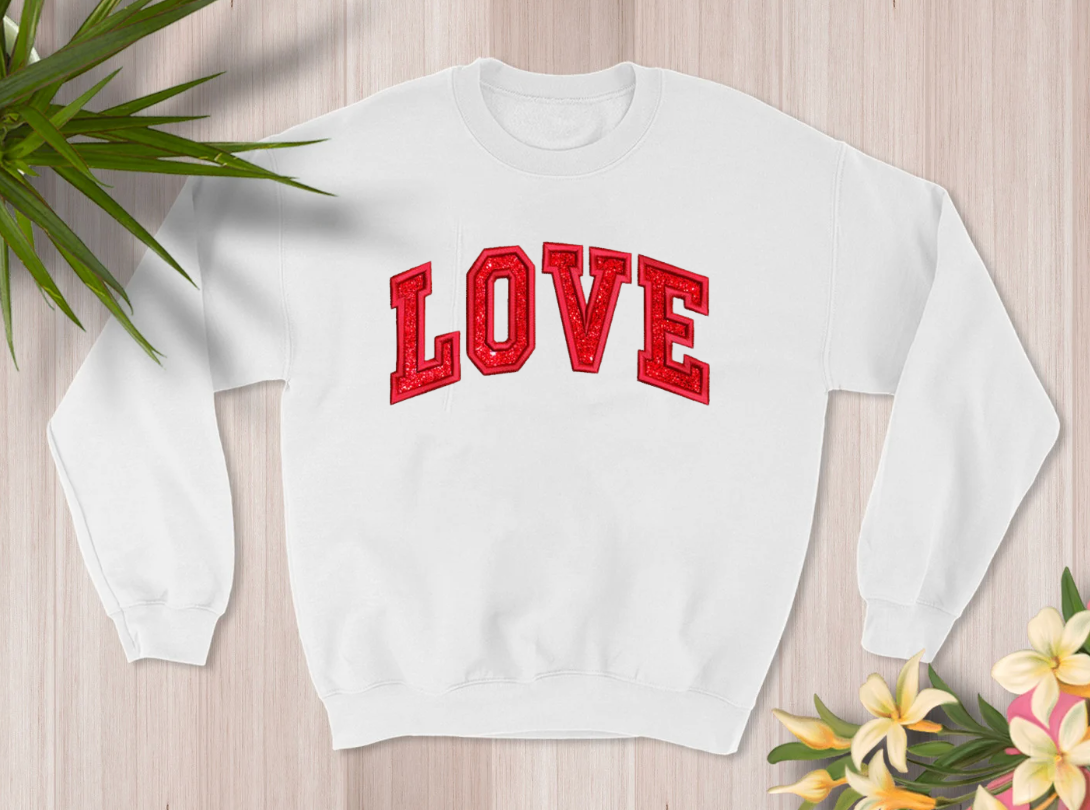 Love glitter Sweatshirt (EMBROIDERY)