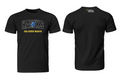 black tee with large logo