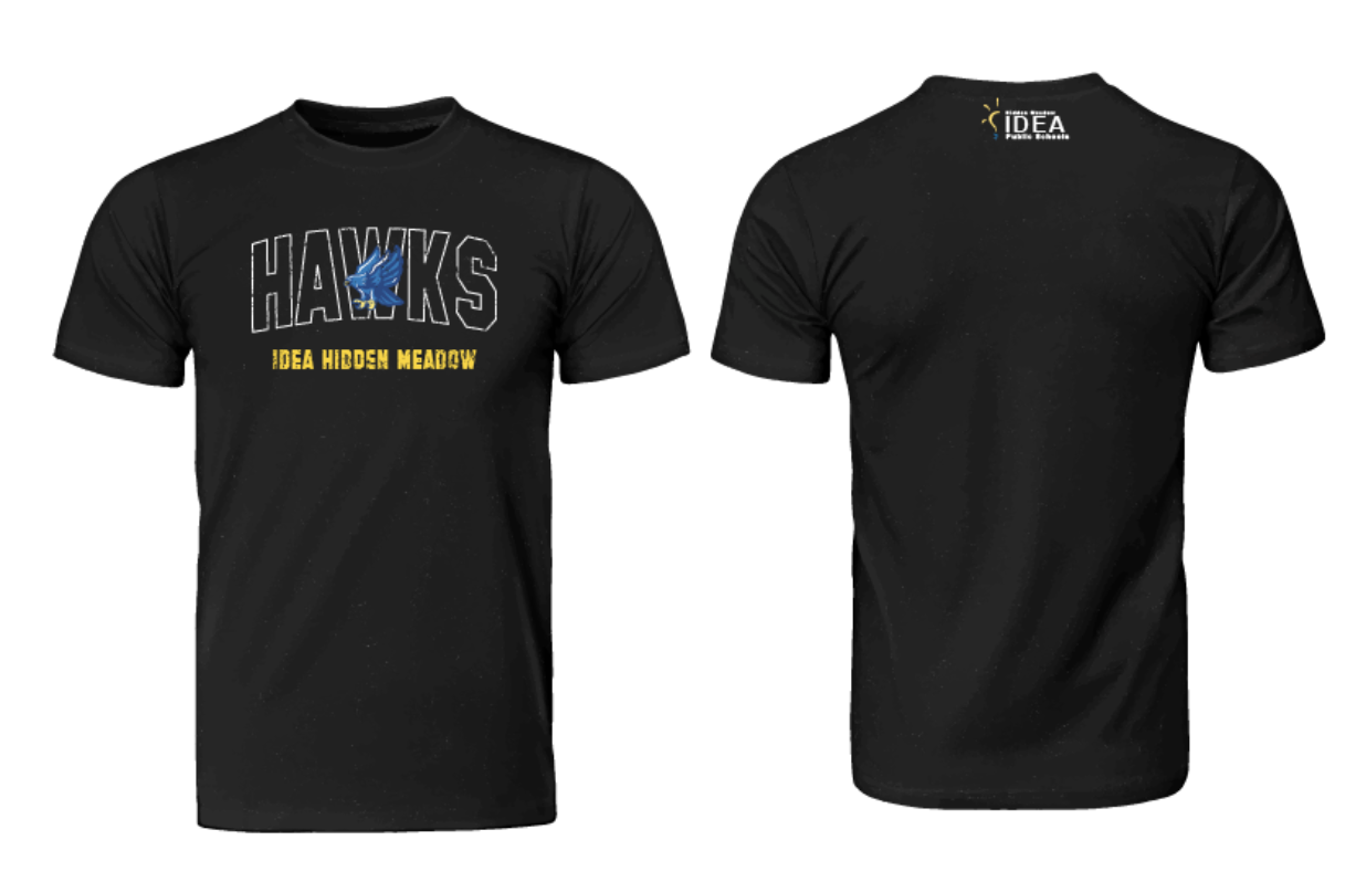 black tee with large logo